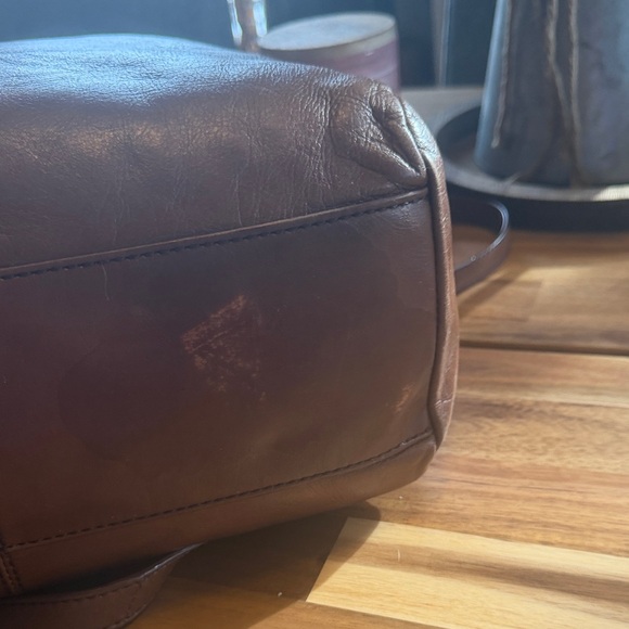 HOBO Cognac Brown Leather Satchel with Detachable Strap - Picture 12 of 16